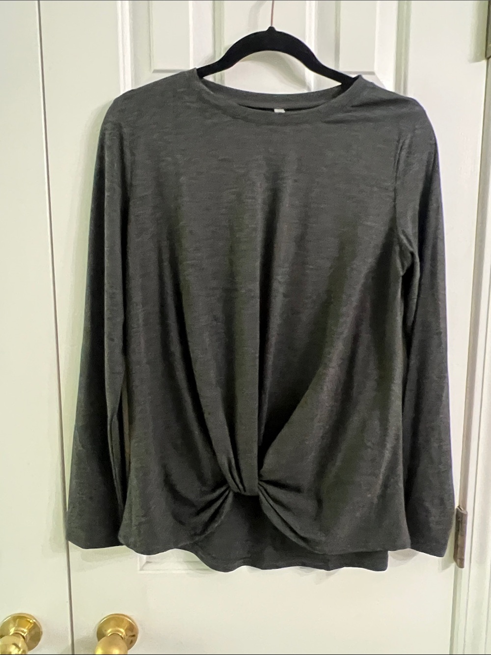 Twist-Front Long Sleeve Tee - Dark Gray